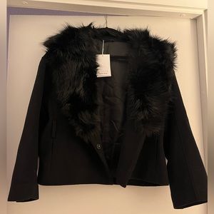 & other stories peacoat with fur collar